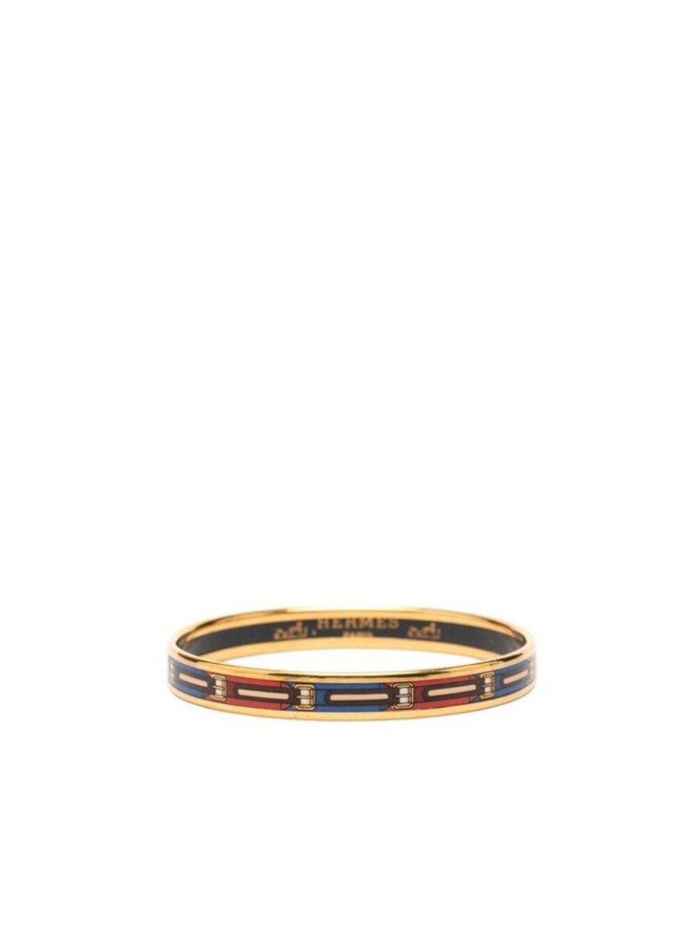 Hermes Enamel PM Cloisonne Bangle Gold Plated Bracelet
